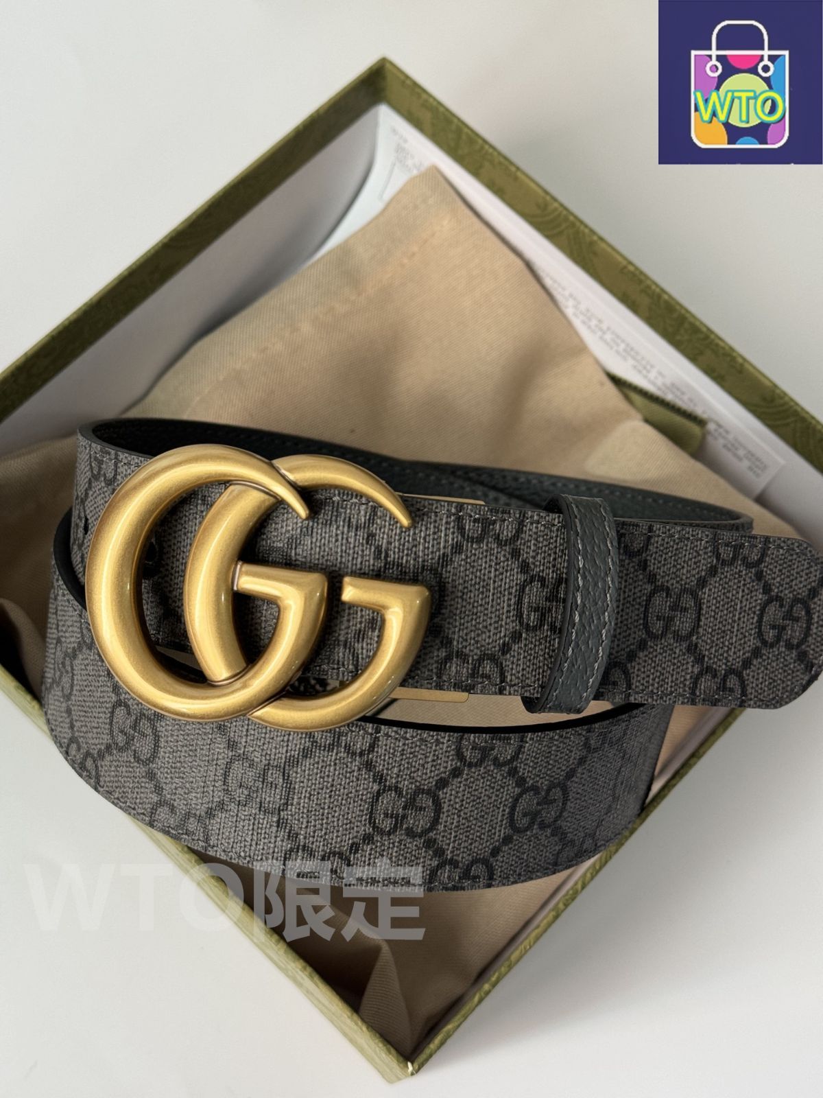 今日WTO】Gucci グッチ ダブル G レトロ回転バックル ベルト-1