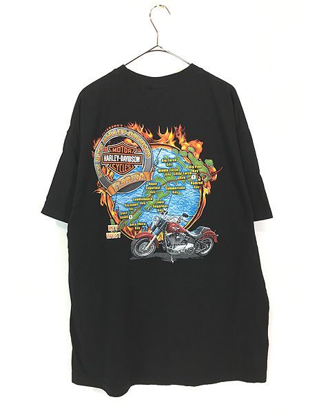 古着 10s HARLEY DAVIDSON ファイヤー シールド&バー Tシャツ XL 美品