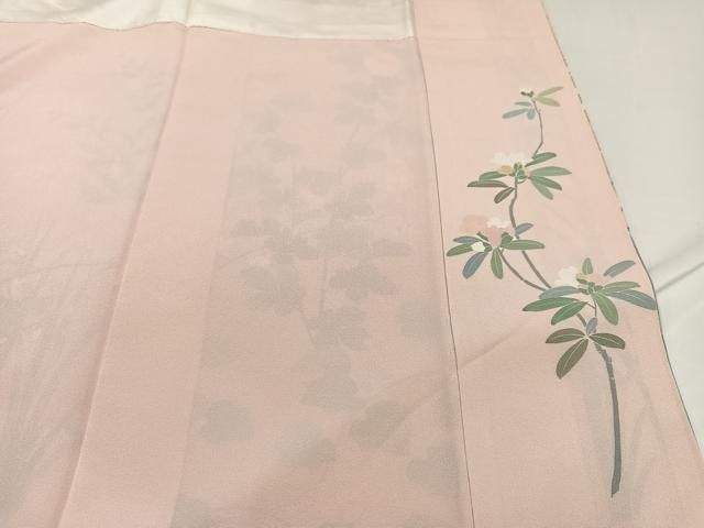 平和屋着物○十日町友禅作家 松雨 訪問着 枝花文 暈し染め 金銀彩 正絹  