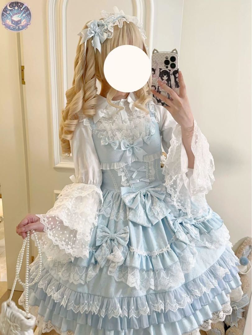 ♥ ロココプリンセス ホワイトシュガーガール ロリィタドレスセット ブルー 甘ロリ
