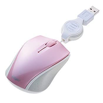 Digio2 ケーブル巻取り式3ボタン BLUE LED マウス ピンク MUS-UKT103P