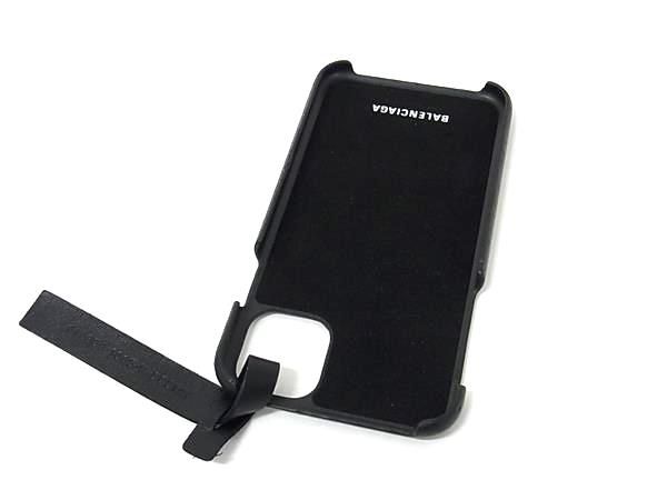 BALENCIAGA バレンシアガ 618389 レザー iPhone11対応 アイフォンケース スマホケース メンズ レディース ブラック系 BS0462