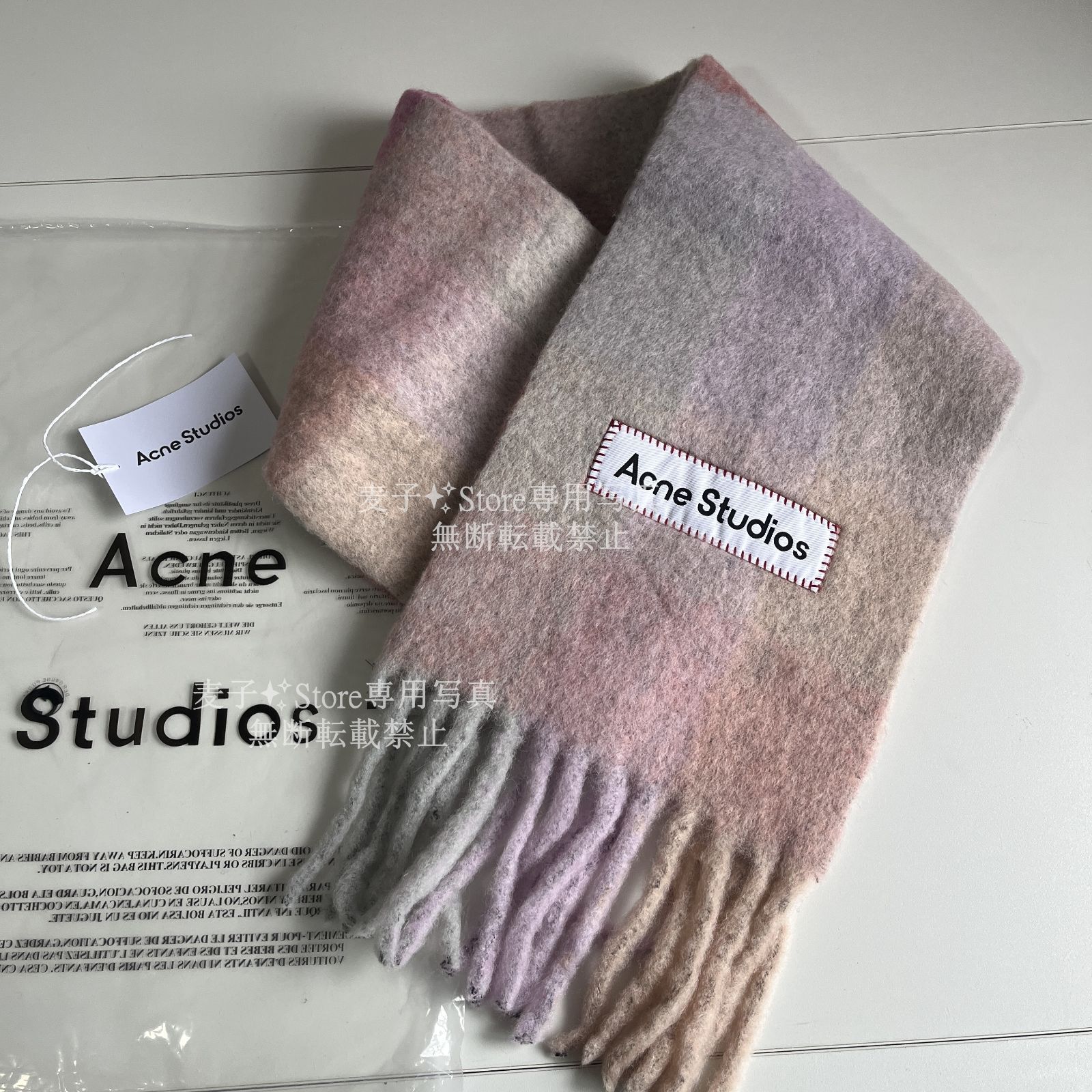 マフラー　モヘアチェックスカーフ 国内直営**Acne Studios** 大人気♪モヘアチェックスカーフ