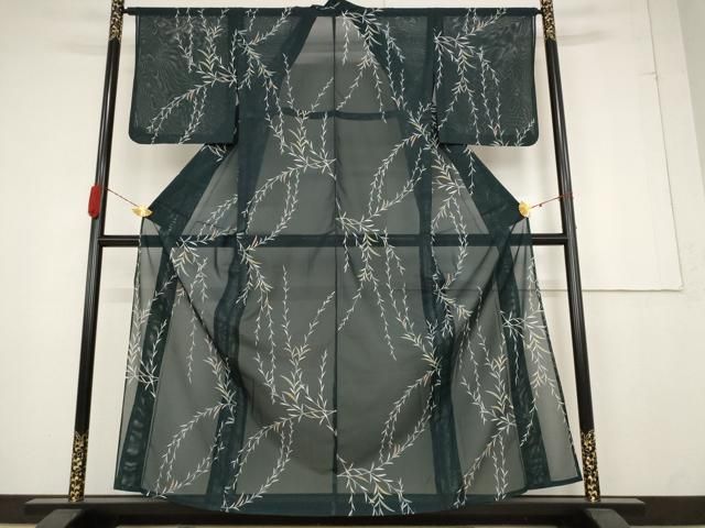 平和屋着物＊夏物 小紋 絽 枝葉文 洗える着物 AABB0584st