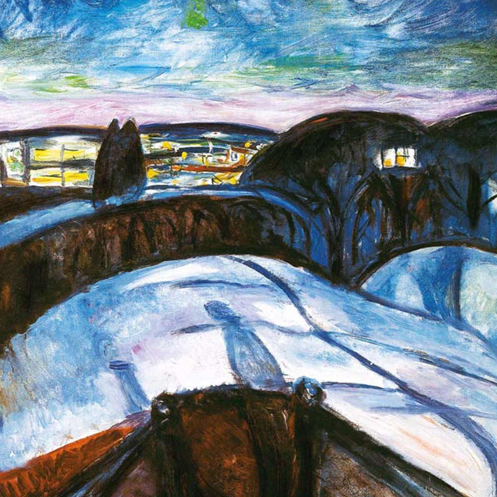 ムンク 「星月夜」 F8号（額外寸61x50cm） 高精彩工芸画＋手彩入り 額