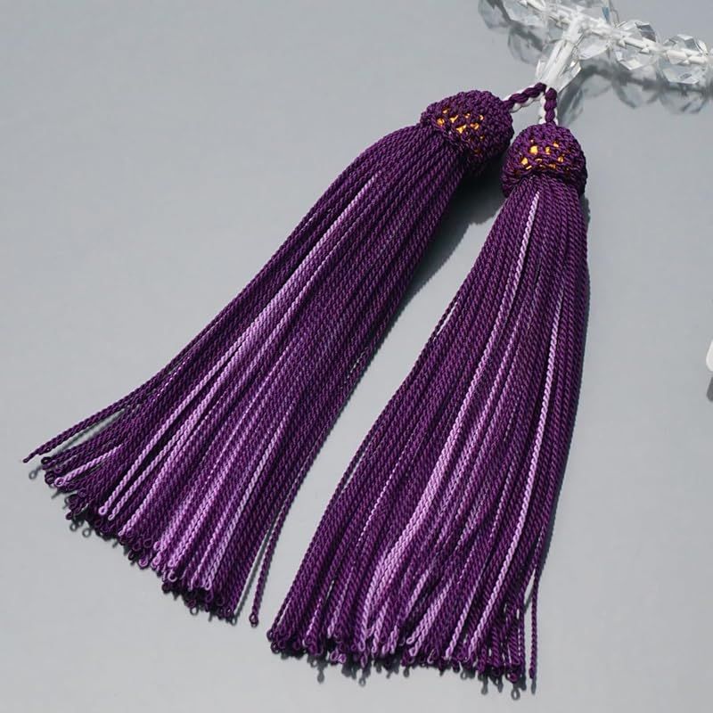  念珠堂 本水晶 32面カット 紫水晶 入 数珠袋 付き 正絹房 シルク 全ての宗派でお使い頂ける 国産 念誦 創業80余年 老舗数珠メーカー 1 数珠 冠婚葬祭 宗教用品