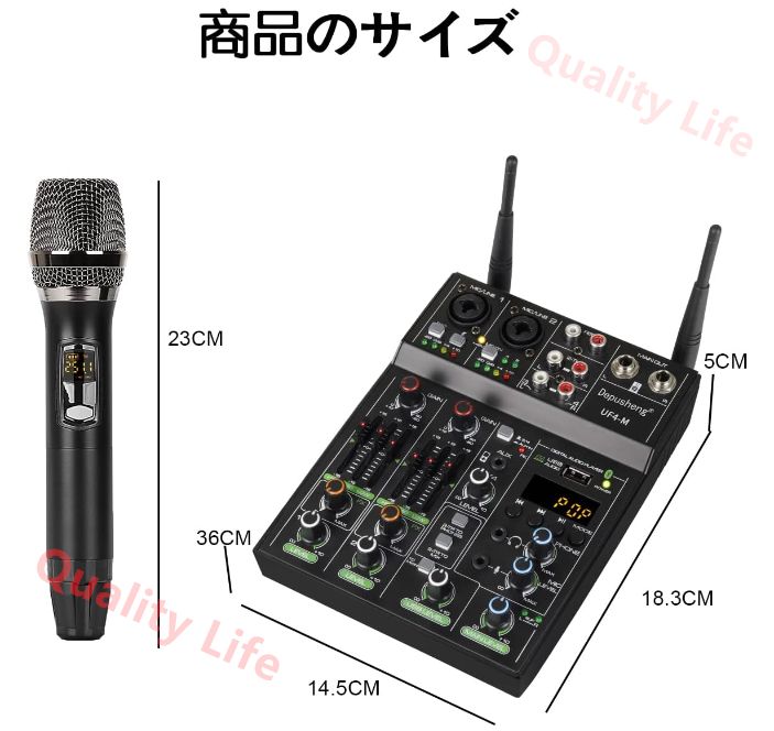 Studioオーディオサウンドミキサーボード-4チャンネルBluetooth互換プロフェッショナルポータブルデジタルDJミキシングコンソール ワイヤレスマイク付き -スタジオレコーディング用ミキシングボード IMPECCABLEHEALTHCARESERVICES_COM