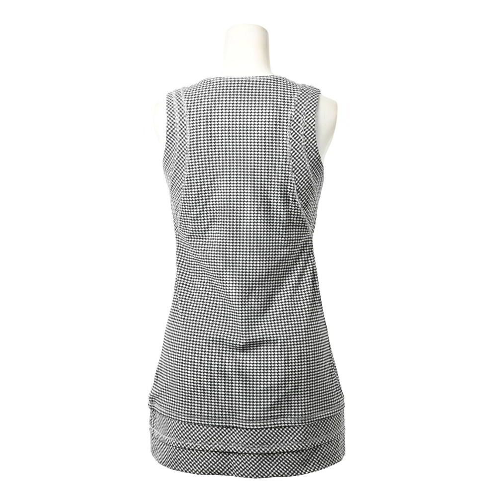 CHANEL 08 C チェック柄 ノースリーブ ココマークパーツ付き