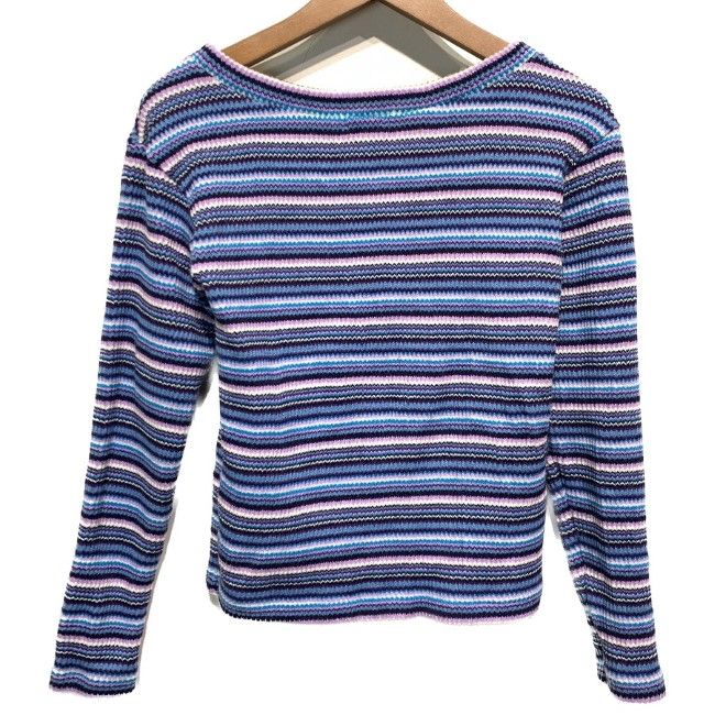 i.s. ISSEY MIYAKE ニットカットソー 80 s 80年代 IS 14-JK 052 ボーダー柄 ハイゲージ クルーネック シェブロンストライプ 古着