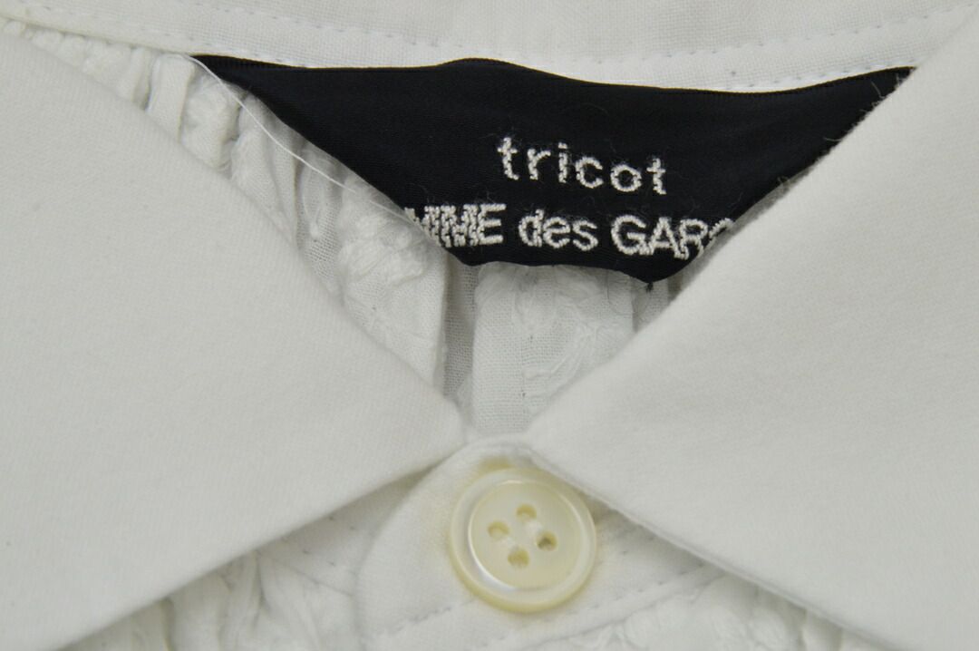 コムデギャルソン tricot COMME des GARCONS シャツ/ブラウス ギャザー 花刺繍 Mサイズ AD2014 ホワイト レディース F-L8436 コムデギャルソン tricot COMME des GARCONS シャツ/ブラウス ギャザー