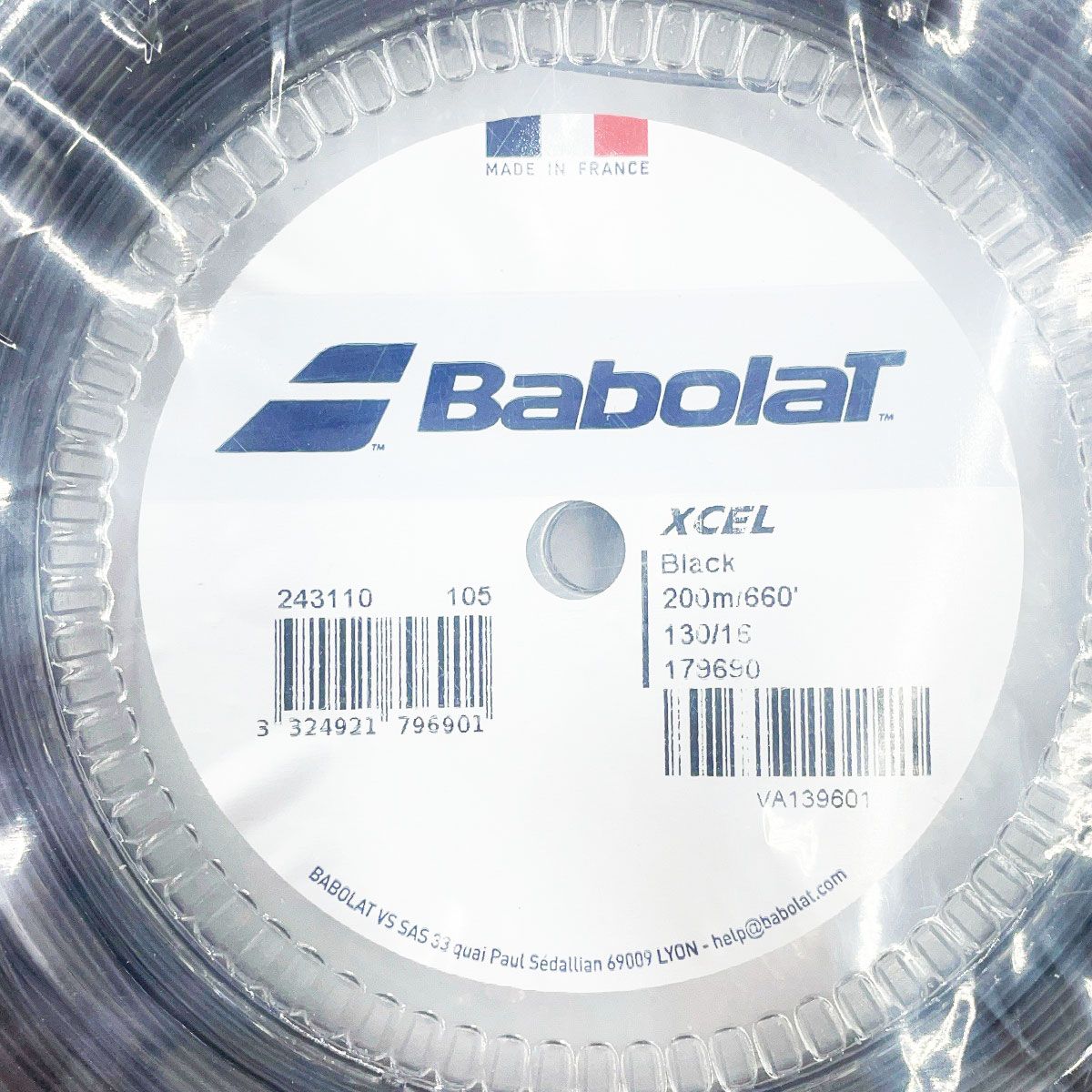 バボラ XCEL エクセル 130 硬式 テニス ストリング ガット 200m ロール ブラック 243110 BABOLAT LLC-HASEGAWATOSO_COM