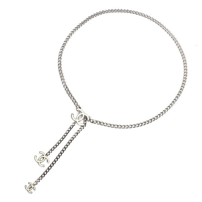 CHANEL シャネル ココマーク チェーン ベルト シルバー/ホワイト