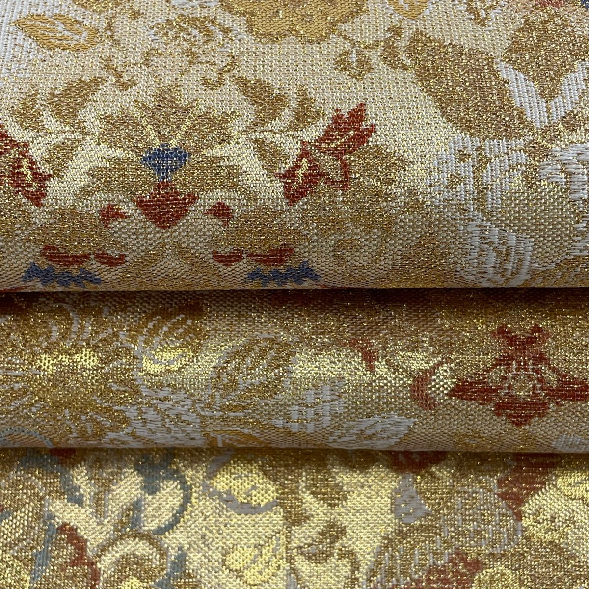 袋帯 美品 名品 重文つづれ織 華文 向かい鳥 金糸 本金箔二重