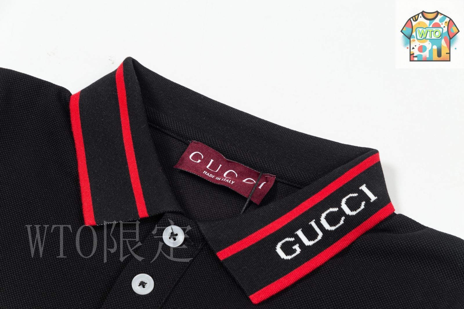 GUCCI 黒 ポロシャツ Made in Italy タグ付き GUCCI 黒 ポロシャツ Made in Italy タグ付き GUCCI 黒