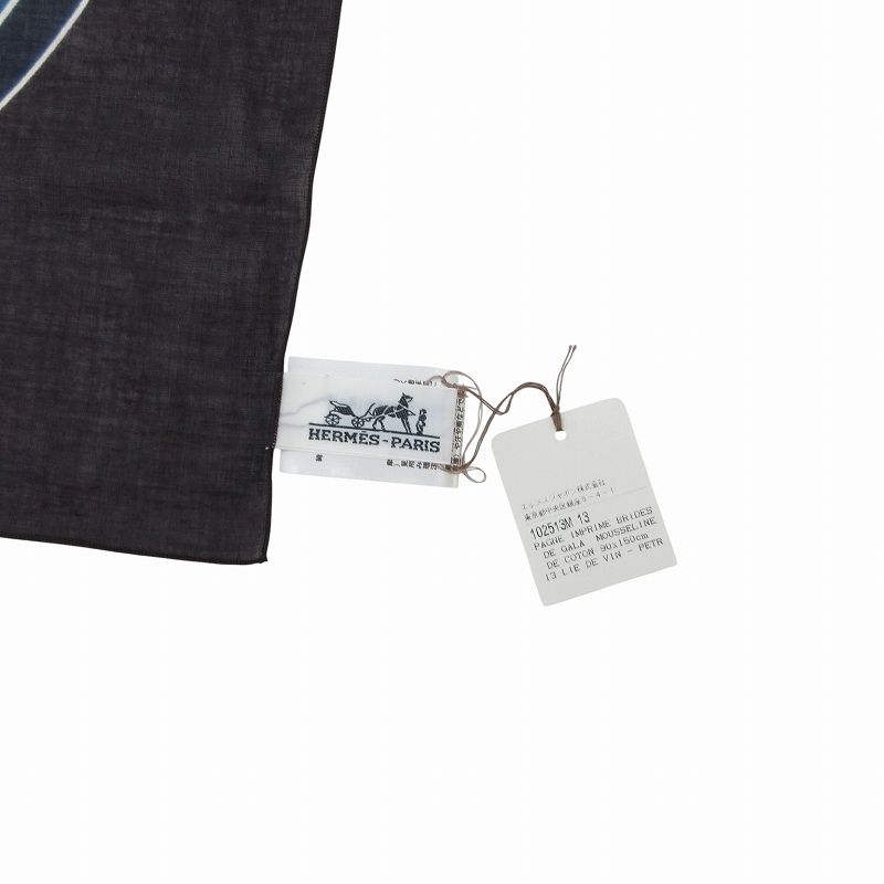 【美品】HERMES 式典用馬勒 大判 スカーフ ストール ショール エルメス HERMES 希少 タグ付 90×150cm brides de gala 式典用馬