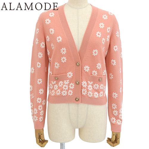 シャネル　桜色の素敵カーディガン　カシミアコットン　CCボタン　訳あり　３４ CHANEL 美品/ シャネル P52488K06736 ココマークターンロック