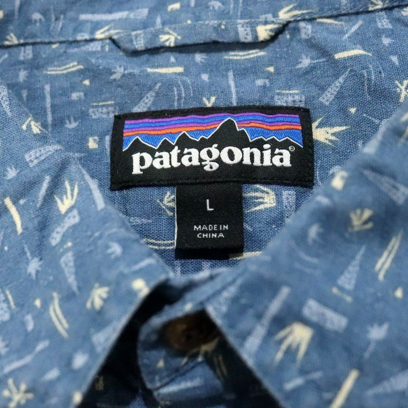 00s patagonia 総柄 53129 バックステップ 半袖シャツ メンズ 表記Lサイズ