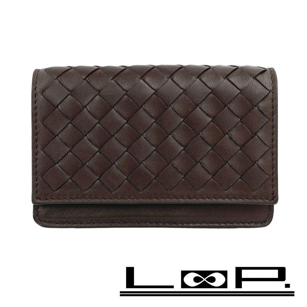 【美品】ボッテガ　イントレチャート　ダークブラウン　ケース　財布 b85 ボッテガヴェネタ イントレチャート ケース ダークブラウン