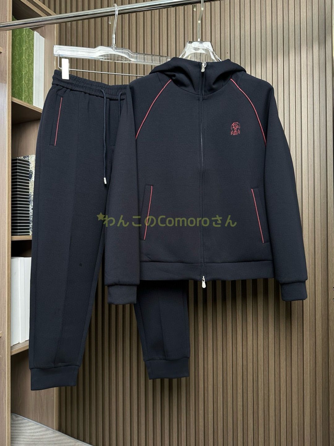 ブラックM～３XL★送料無料★ブルネロクチネリ★メンズ スポーツウェア セットアップ, フード付き ジャケット&パンツ, ビジネスカジュアル