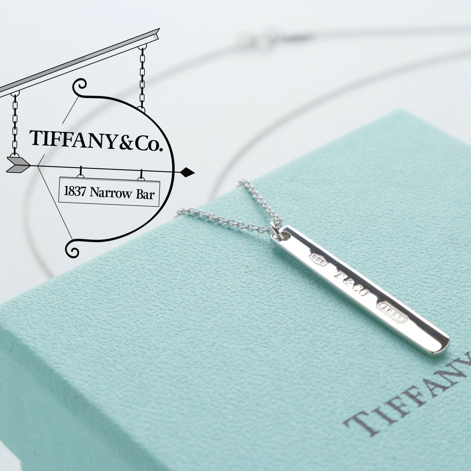 極美品 TIFFANY&Co. ティファニー 1837 バー ネックレス スターリング