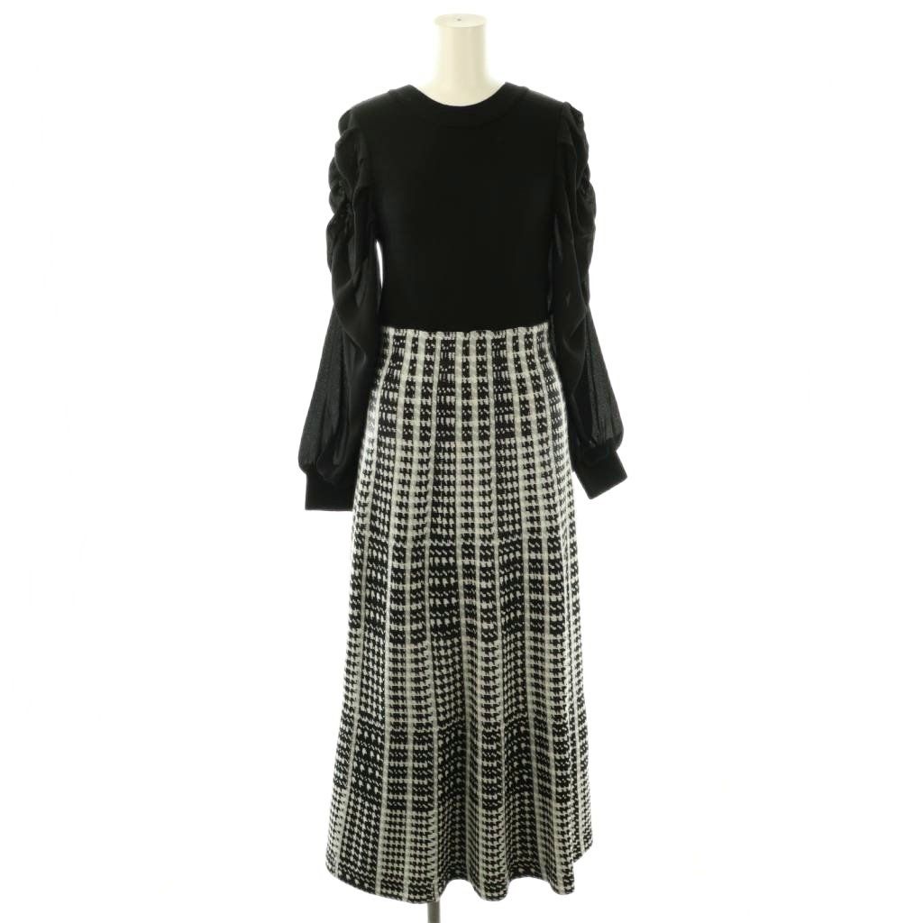 【美品】FENNEL ロングワンピース9号サイズ フェンネル FENNEL ウール ボリュームスリーブ 切替 ワンピース