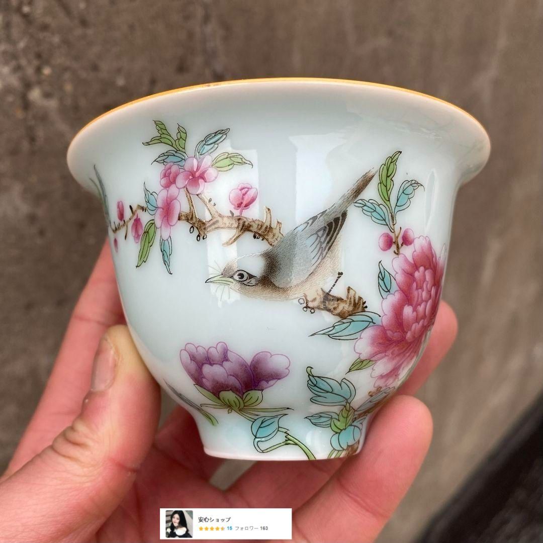 景徳鎮 陶磁器 粉青花鳥蓋碗 中国茶器 煎茶器 新品未使用 - メルカリ