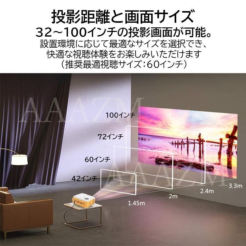 【ほぼ未使用】小型 ホームプロジェクター 白 1080P 新品・未使用】プロジェクター 小型 家庭用 android iPhone