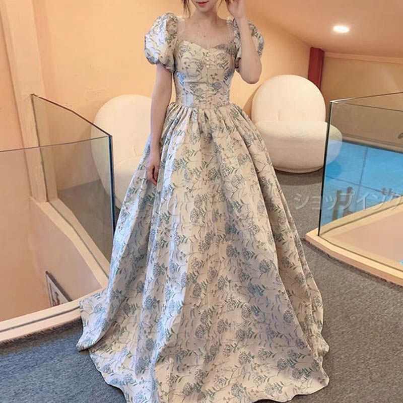 ウエディングドレス aライン 半袖 パフスリーブ ウェディングドレス ロング 花嫁 結婚式 白 パーティードレス 二次会 ブライダル ワンピース 演奏会 イブニングドレス