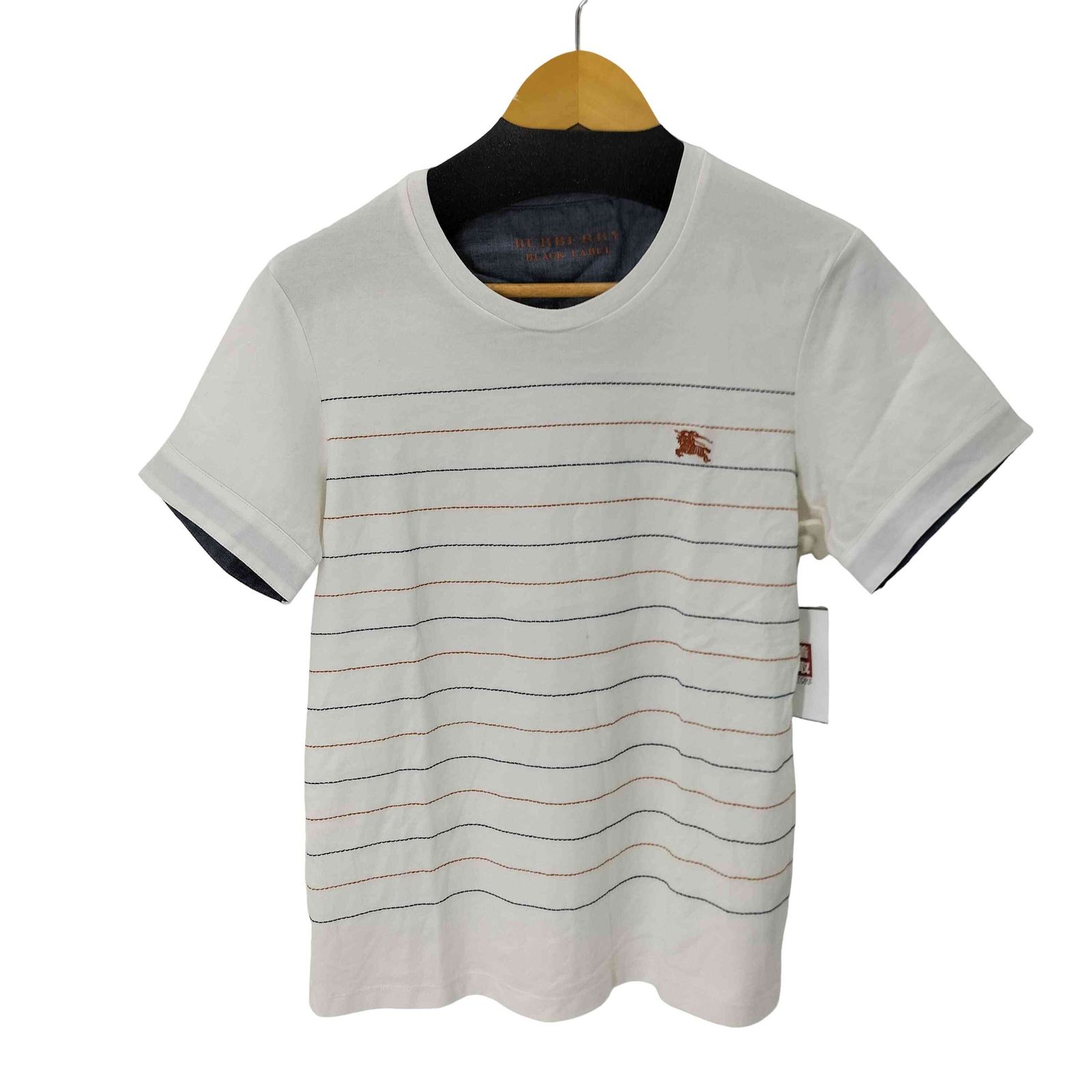 バーバリーブラックレーベル BURBERRY BLACK LABEL ロゴボーダー刺繍カットソー メンズ JPN：2 