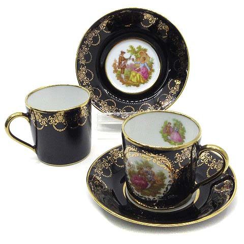 リモージュキャッスル LIMOGES CASTEL フラゴナール Fragonard 22K デミタス カップ&ソーサー ペア 2客セット  ヴィンテージ - メルカリ