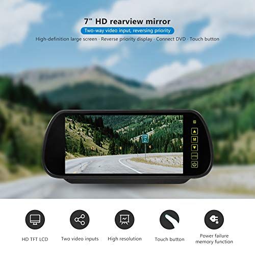 AIEK 7インチ ルームミラーバックモニター CCDレンズ搭載LEDバックカメラ 20m同軸延長ケーブル オート暗視切替機能塔載 重機 乗用車 大型台車用重機対応バックカメラセット12V 24V両用 電源ケーブル不要 取付簡単 BRIGHTFACE_UK