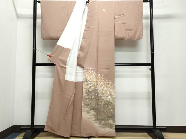 平和屋着物●日本画家 水嶋征夫 色留袖 飛鶴文 金銀彩 正絹 CAAX1088vf