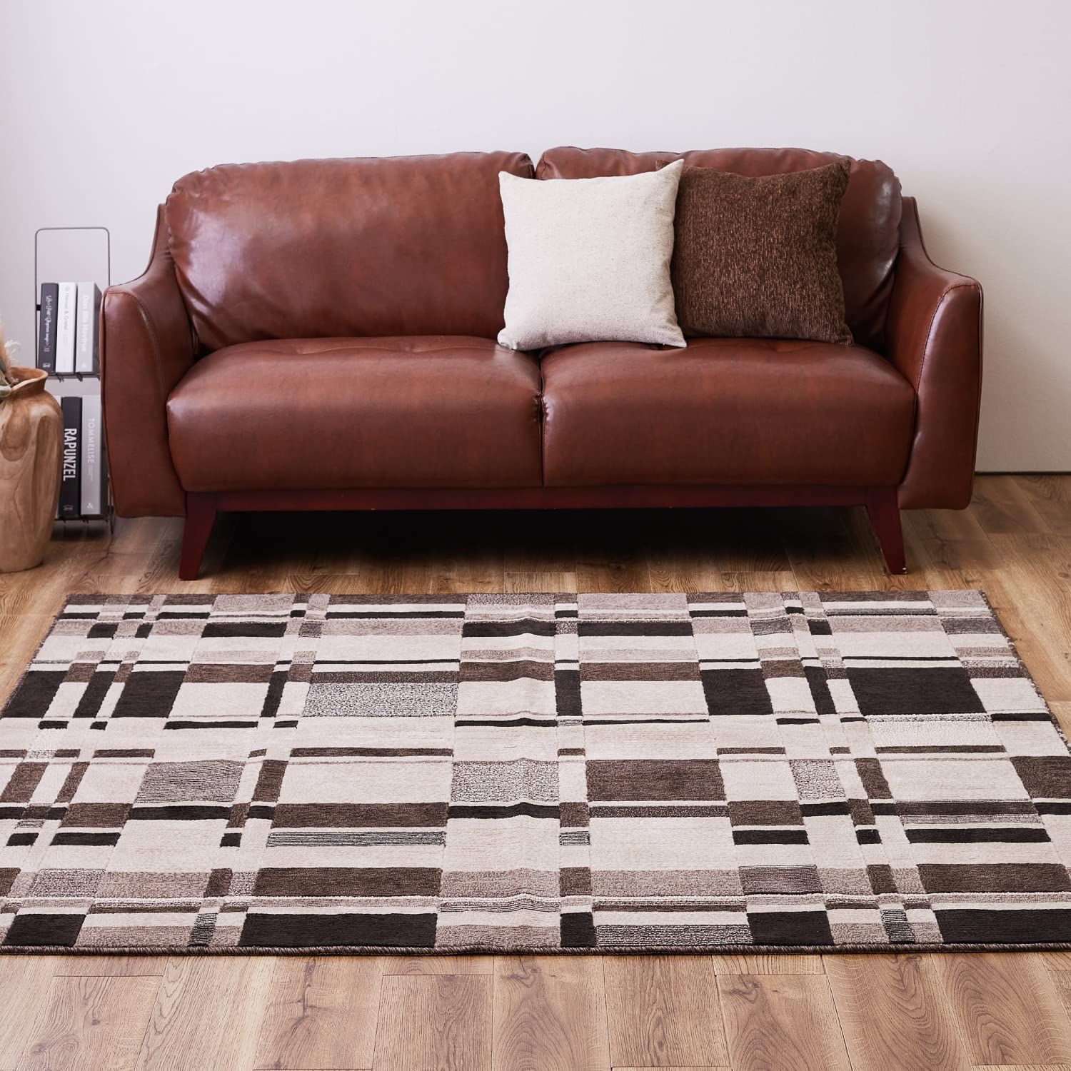 在庫 抗菌 防臭 防ダニ 防炎 タフトラグ アラビカ 約130×190cm ベージュ ラグ 萩原