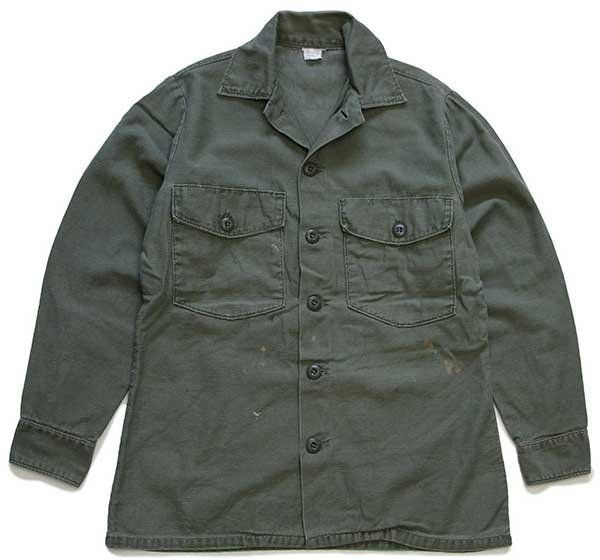 70s 米軍 U.S.ARMY コットンサテン ユーティリティシャツ ペンキ飛び 