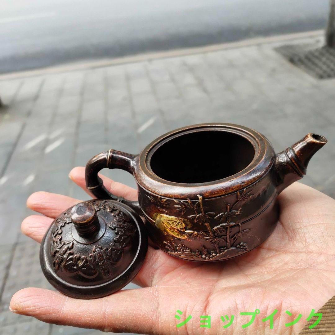 銅  細工  彫刻 「年々余りがある」 徳利 急須 茶道具 工芸品 美術品 置物 銅 細工 彫刻 「年々余りがある」 徳利 急須 茶道具 工芸品 美術品