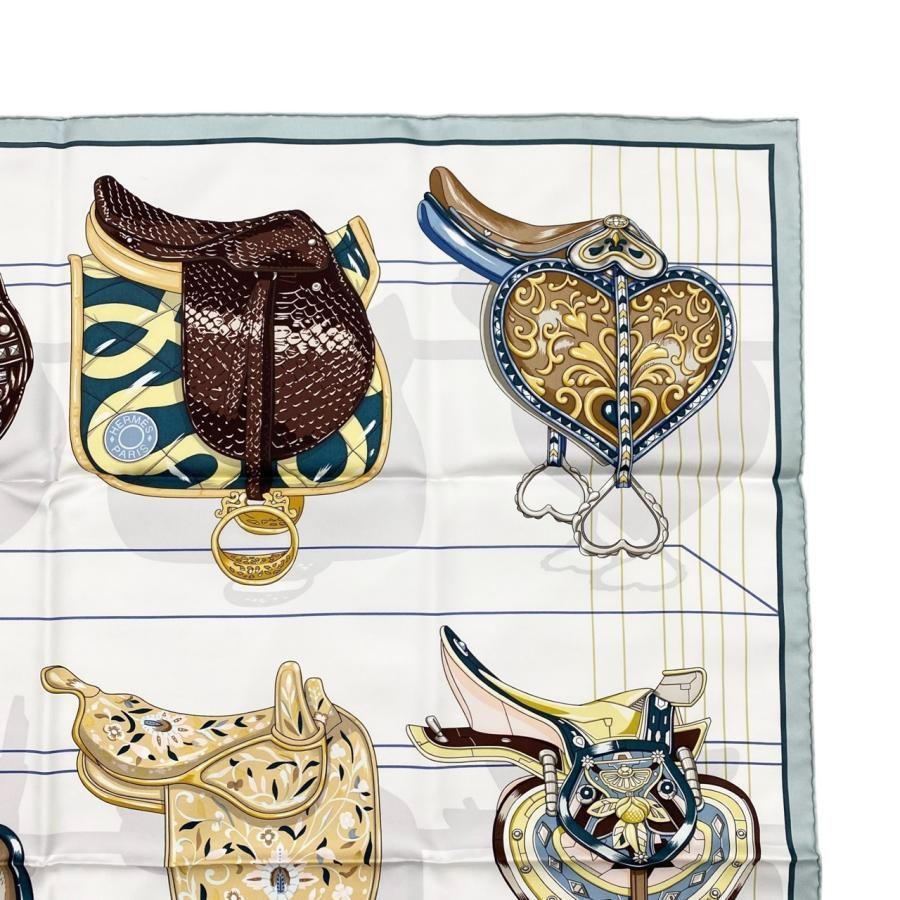 ☆E4259 エルメス シルクスカーフ カレ90 すべては鞍の中に H004204S