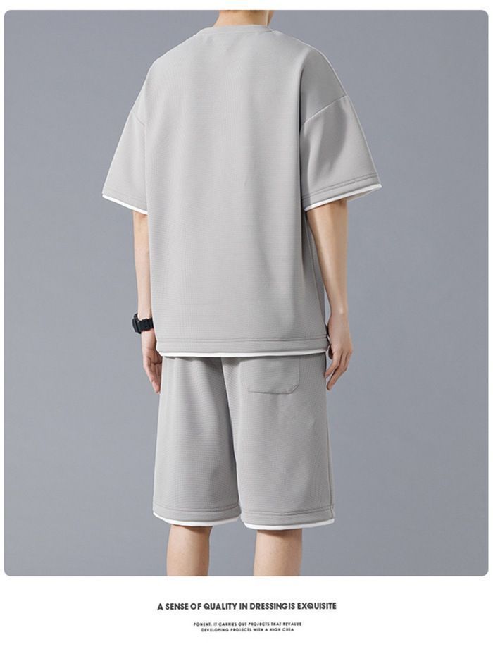 セットアップ メンズ 上下セット 夏服 半袖 スウェット 薄手 ハーフパンツ ルームウェア 部屋着 カジュアル 夏 ゆったり T1ui389