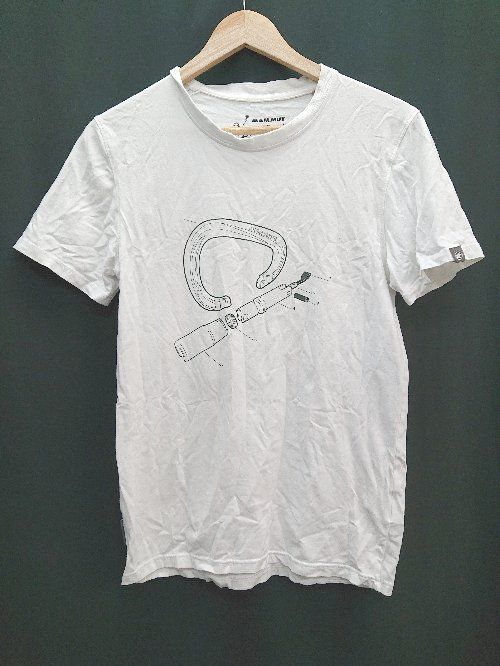 ◇ MAMMUT マムート フロントプリント 半袖 Tシャツ カットソー サイズM オフホワイト ブラック系 メンズ P 