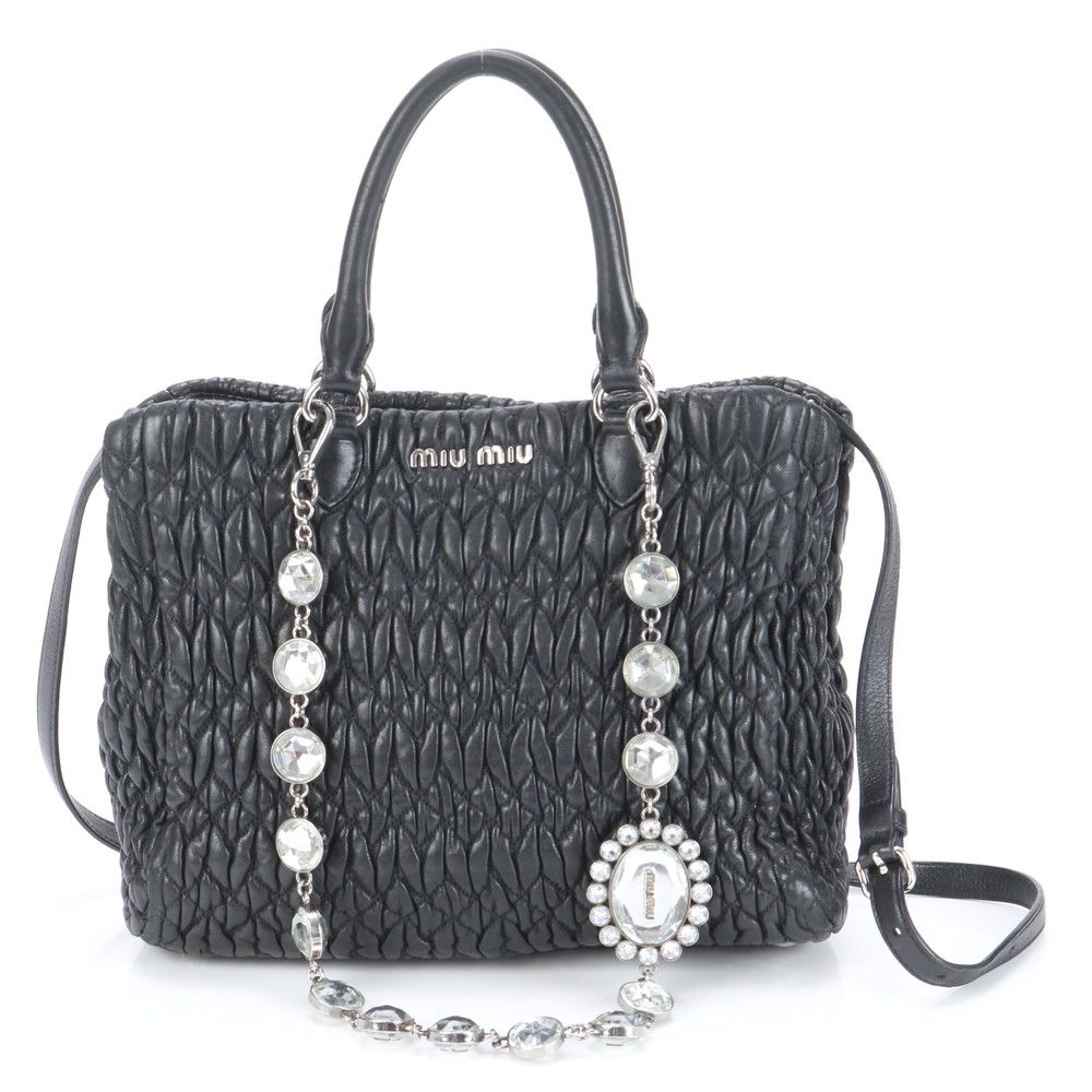 MIUMIU】ナッパクリスタル ブラック 中古・古着通販】MIU MIU (ミュウ