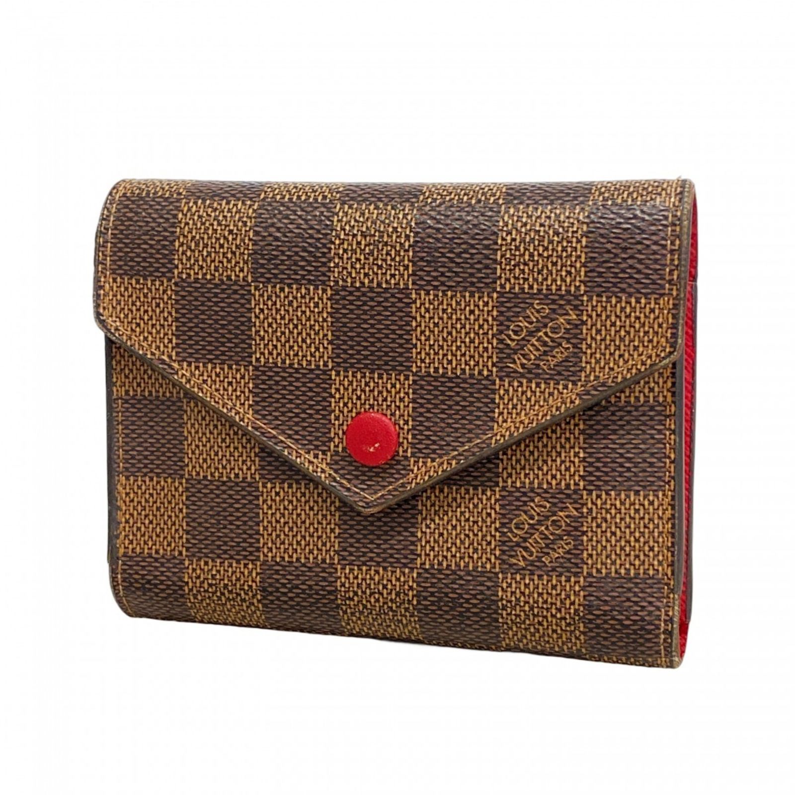 ルイ ヴィトン Louis Vuitton ルイ ヴィトン 三つ折り財布 ダミエ ポルトフォイユヴィクトリーヌ N41659 エベヌ ルージュ レディース