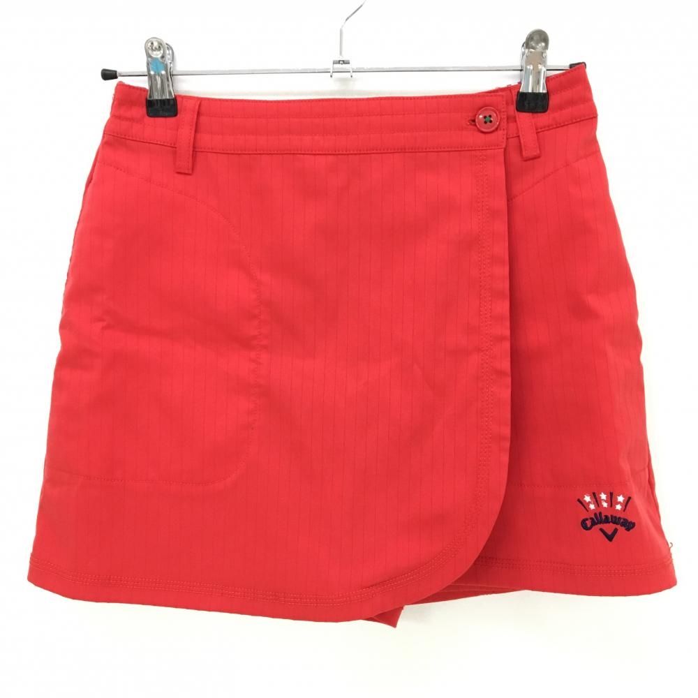 【超美品】キャロウェイ スカート レッド ストライプ織生地 内側インナーパンツ  レディース S ゴルフウェア Callaway