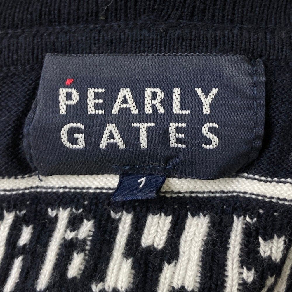 サイズ：1 PEARLY GATES パーリーゲイツ  タートルネック ニットセーター ボーダー柄 ネイビー系 [240101419021] ゴルフウェア レディース ストスト サイズ：1 PEARLY GATES パーリーゲイツ タートルネック ニット