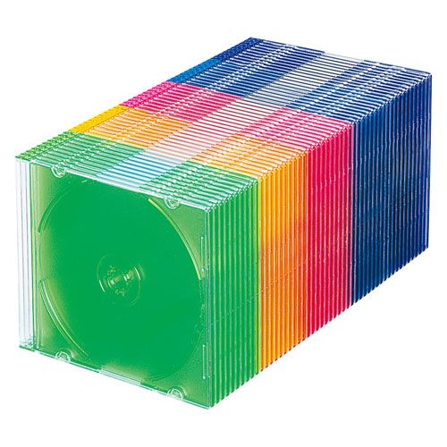 5個セット 50枚×5 サンワサプライ Blu-ray DVD CDケース スリムタイプ 50枚セット 5色ミックス FCD-PU50MXN2X5
