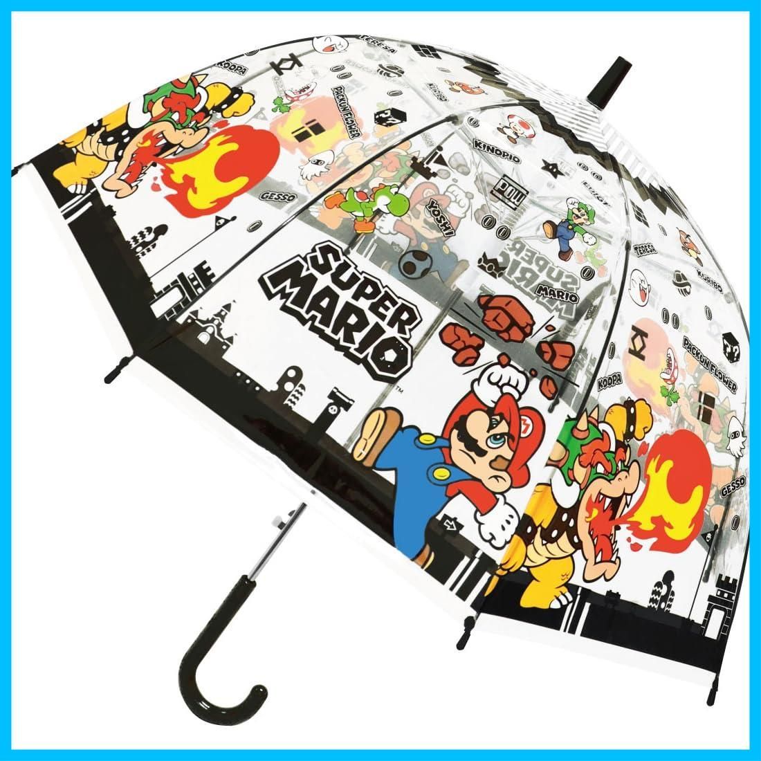 スーパーマリオ ブラック 任天堂 親骨55 cm ビニール傘 32483 ジェイズプランニング