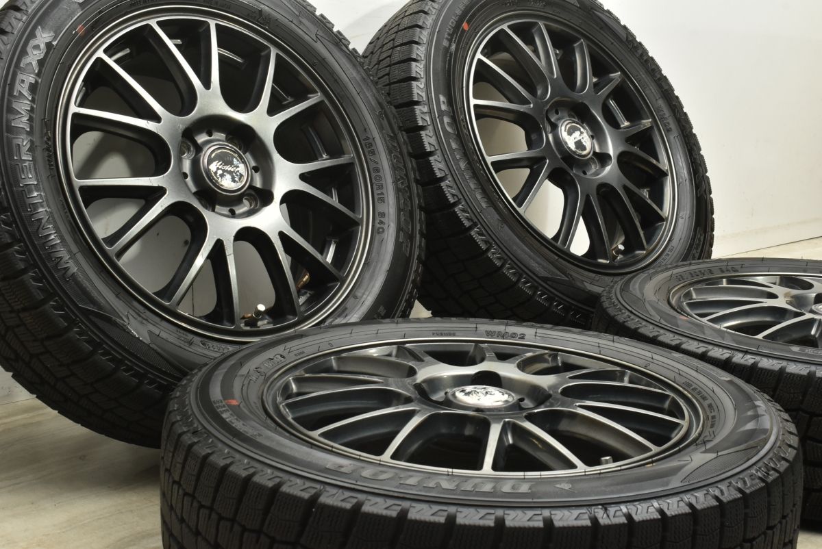 バリ溝 ミスティーレ 15in 5.5J 50 PCD100 ダンロップ ウィンターマックス WM02 185 60R15 アクア ヤリス フィット シャトル グレイス