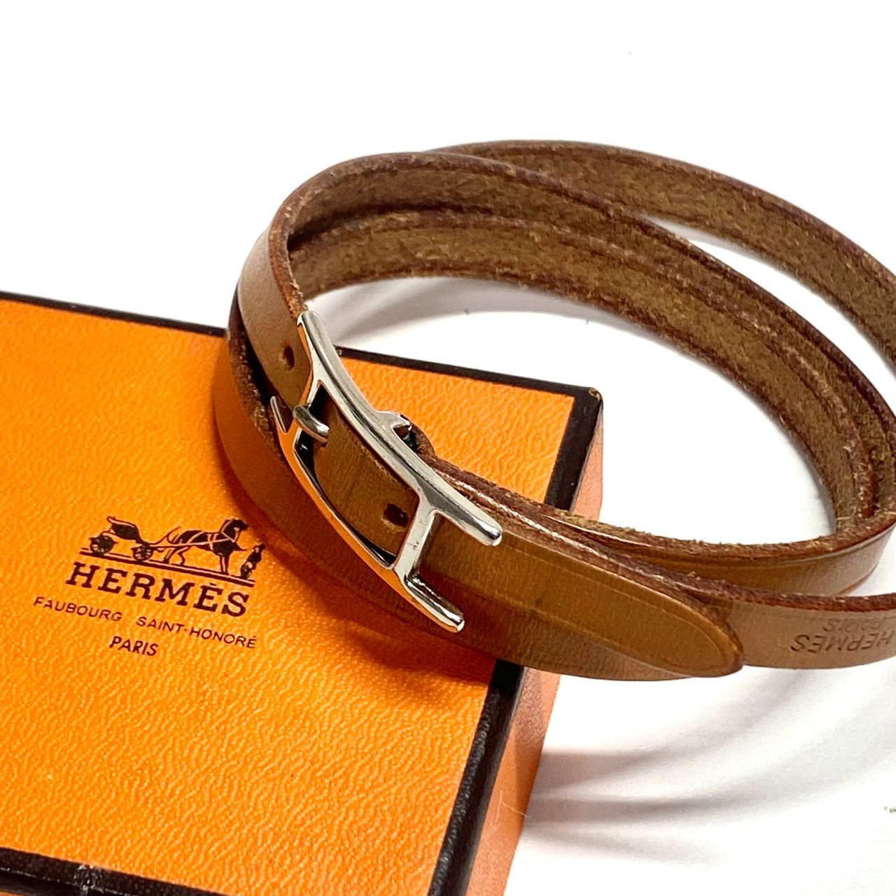 エルメス HERMES レザーブレスレット Hモチーフ アピ 美品 箱付 中古品】HERMES エルメス アピ3 レザーブレスレット Hバックル