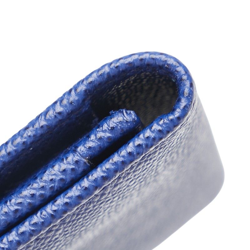 ブルガリ ロゴクリップ カードケース 名刺入れ ブルー ゴールド レザー  