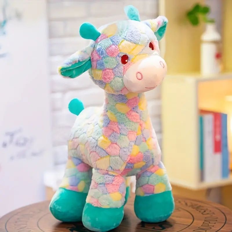 カラフルでかわいいレインボーキリンぬいぐるみ - おしゃれな布製デコレーション＆ギフト用オーナメント