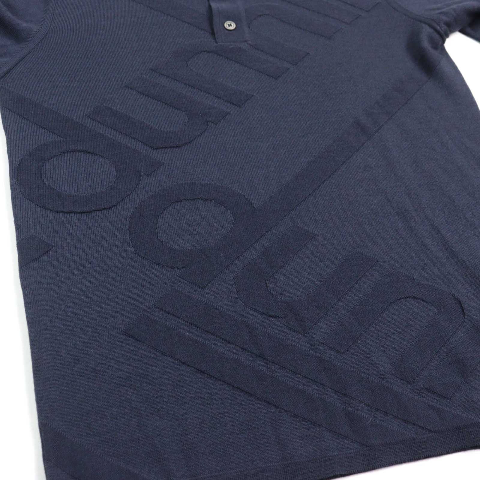 未使用品○Dunhill ダンヒル ウール70% シルク混 ロゴ刺繍 ポロカラー  