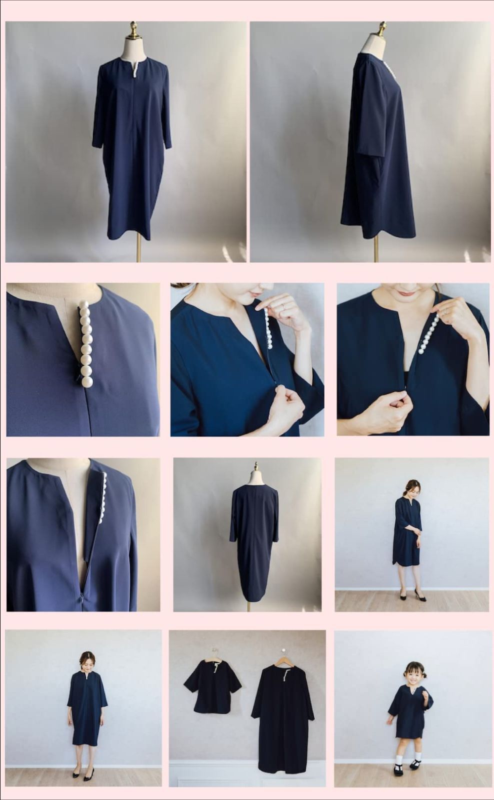 Fraise ワンピース レディース フォーマル きれいめ パール Navy キ